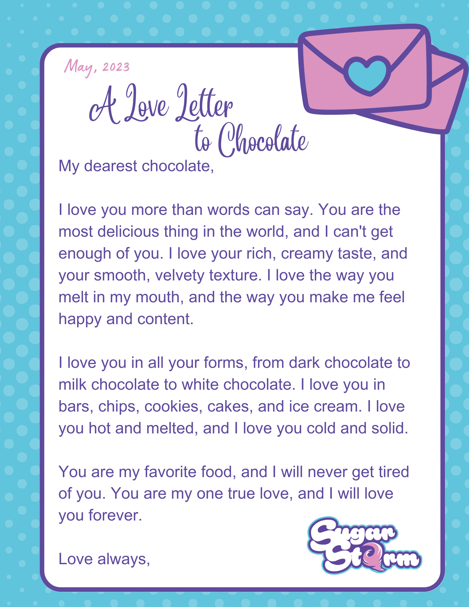 Love Letter To Chocolate from Sugar Storm